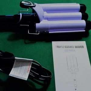 MBT MARBEL BEAUTY TOOLS PURPLE & BLACK 3 BARREL CRIMPER CURLING IRON
